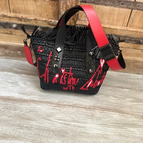 Christian Louboutin Hand Bag Black Raffia - Picture 9 of 13